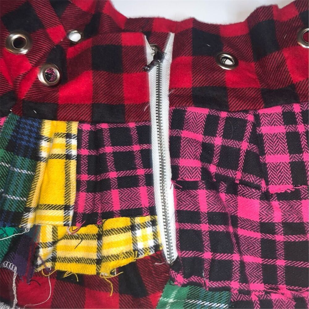 Upcycled Patchwork Plaid Mini Skirt Multicolor Wo… - image 2